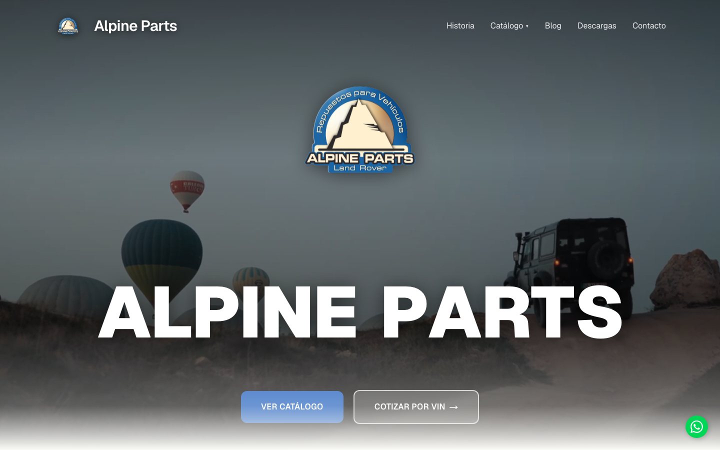 Preview del homepage de Alpine Parts CR