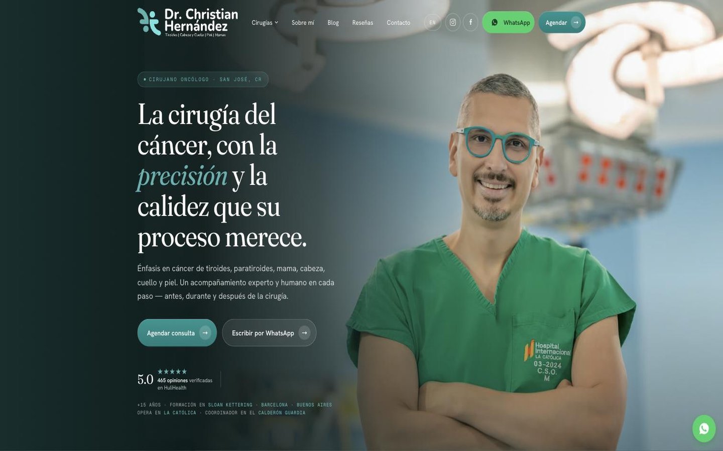 Preview del sitio del Dr. Christian Hernández — cirugía oncológica