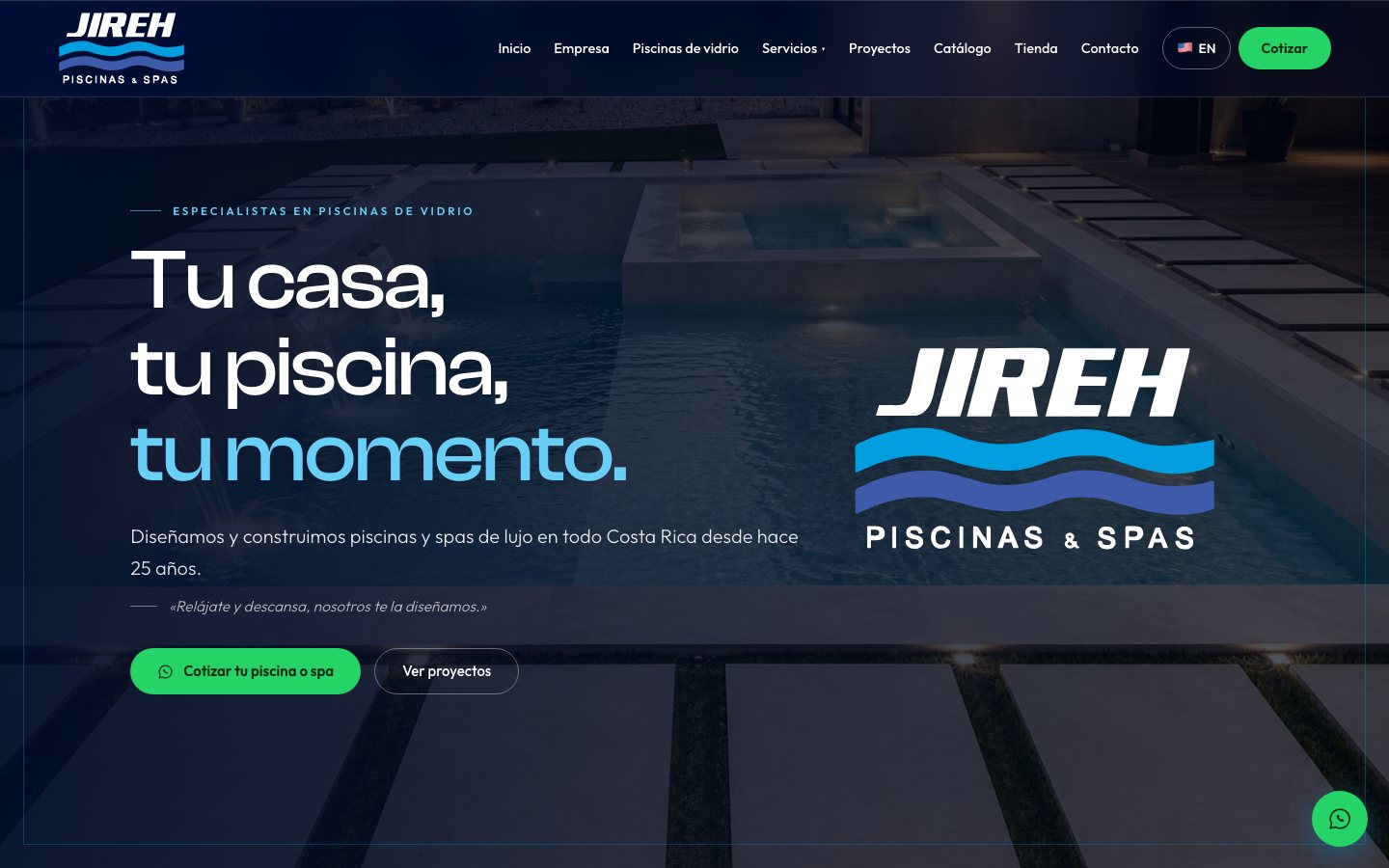 Preview del homepage de Piscinas y Spas Jireh