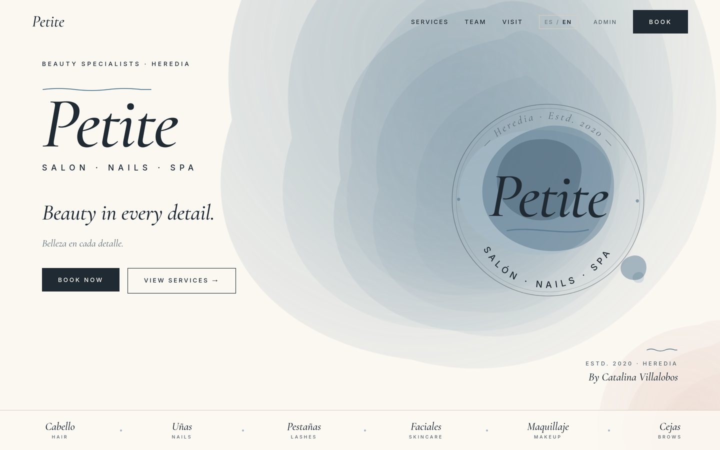 Preview del homepage de Petite Salón